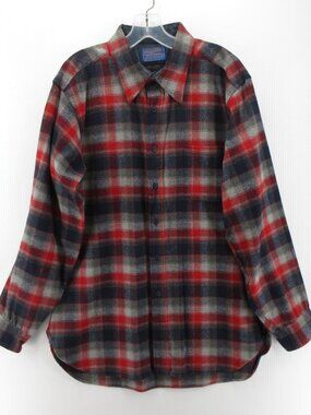 VINTAGE Pendleton Shirt Large Wool Flannel Plaid Heritage 70s 80s USA